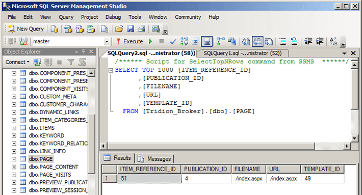 Query on PAGE table in Tridion Broker Database