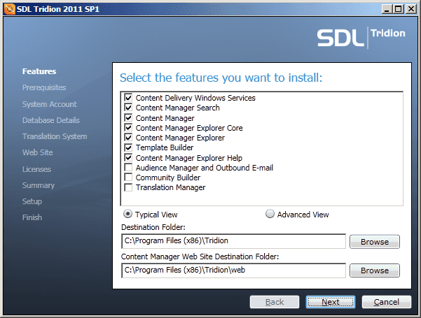 Tridion 2011SP1 installation options