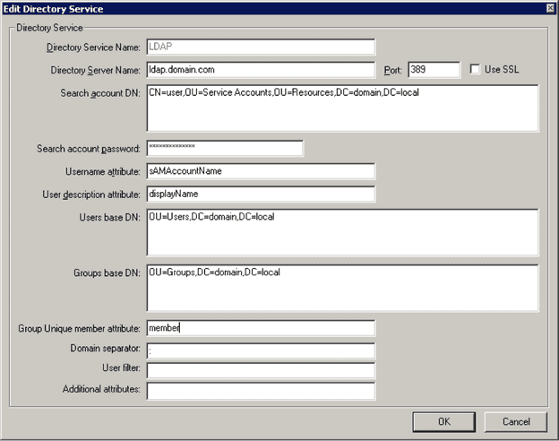 Tridion 2011 Directory Service LDAP configuration settings