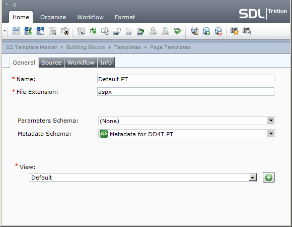 Settings for Page Template "DefaultPT"